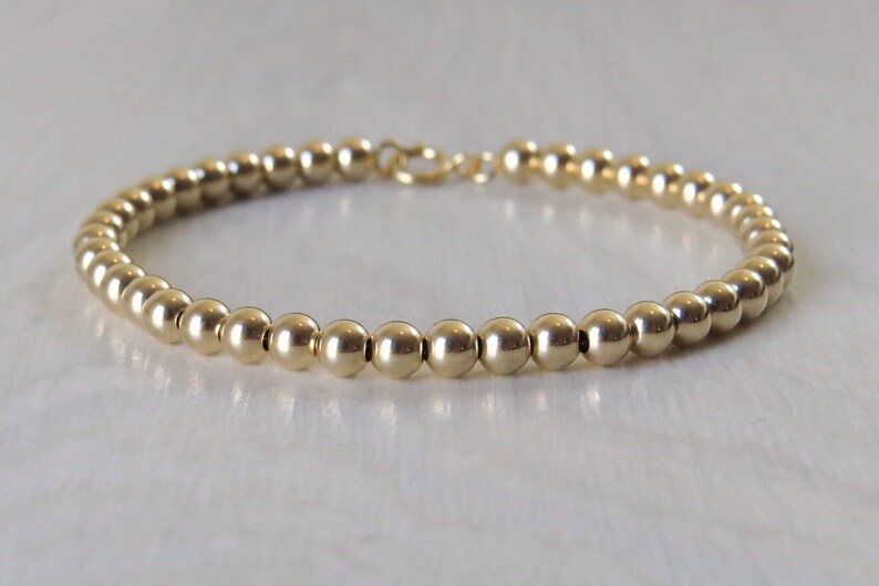 Gold bracelet gold bead brecelet 4mm gold beaded bracelet Etsy