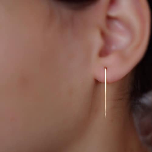 Boucles d'oreilles en or, boucles d'oreilles en barre d'or, boucles d'oreilles minimales en gold filled 14 carats, boucles d'oreilles en ligne, clous d'oreilles en or, boucle d'oreille en barre d'or