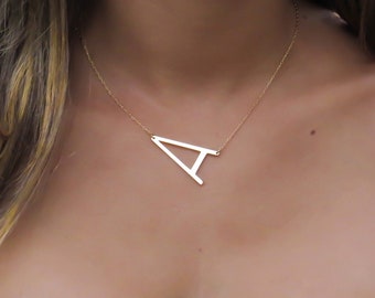 LARGE Letter necklace, gold Necklace, Large Gold initial necklace, gold letter necklace, gold filled necklace, letter necklace