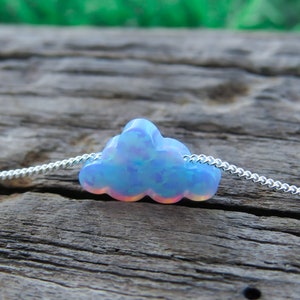 Opal necklace, Cloud opal necklace, white opal necklace, opal gold necklace, opal jewelry, child necklace, opal jewelry, synthetic opal image 4