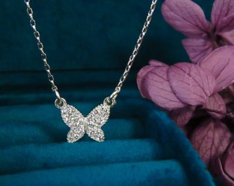 Minimalistic Butterfly Necklace, Silver Butterfly Necklace, CZ Butterfly Necklace, Simple Necklace, Silver necklace, bridesmaid gift
