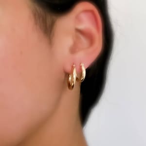 Thick GOLD hoops, High quality gold hoops, 14k gold plated hoops, Gold hoops, Simple Hoop Earrings, tiny gold hoops, gold hoop earrings