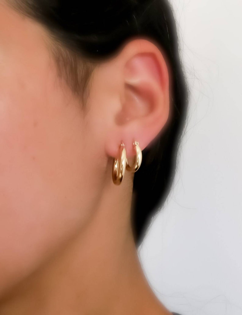 Thick GOLD hoops, High quality gold hoops, 14k gold plated hoops, Gold hoops, Simple Hoop Earrings, tiny gold hoops, gold hoop earrings image 3