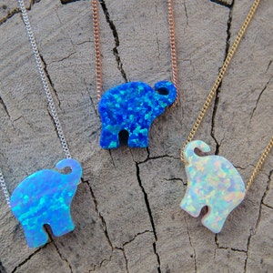 Opal necklace, opal Elephant necklace, Blue opal necklace, opal gold necklace, opal jewelry, Elephant necklace, Christmas gift