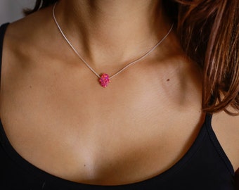 Silver Necklace Opal hamsa necklace, silver Hamsa necklace silver hand necklace, Delicate silver necklace, silver hand red opal necklace
