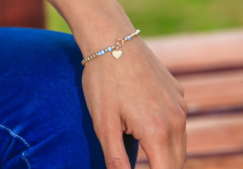Blue Opal Bracelet Opal Bead Brecelet Opal Gold Bracelet - Etsy