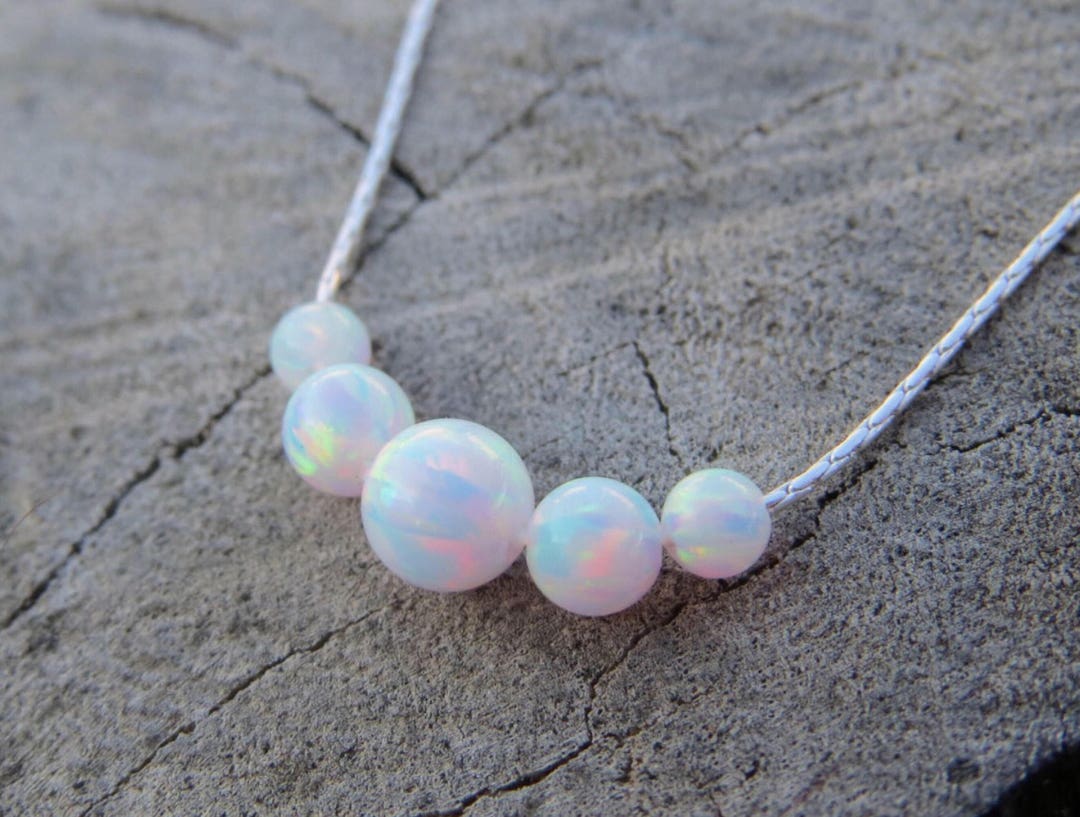 Opal Necklace Opal Ball Necklace Opal Silver Necklace Opal - Etsy