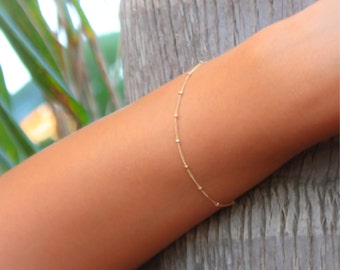 Thin delicate gold bracelet, gold filled satellite bracelet, thin delicate anklet, dotted gold bracelet, minimalist bracelet