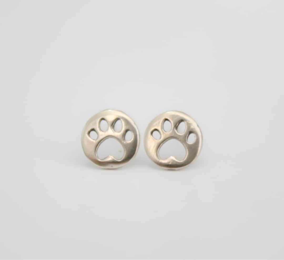 Silver Stud Earrings, Dog Paw Studs, Sterling Silver Studs, Tiny Dog Paw Posts, Silver Dog Paw ...