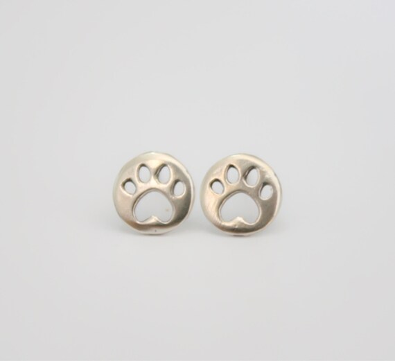 Silver Stud Earrings, dog paw studs, sterling silver Studs, tiny dog paw posts, silver dog paw