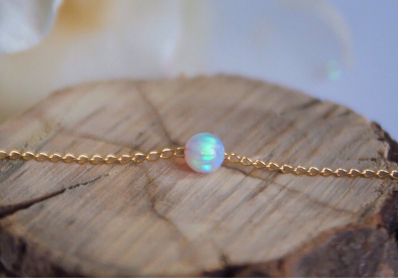 Gold Necklace Opal Necklace opal Jewelry White Opal - Etsy