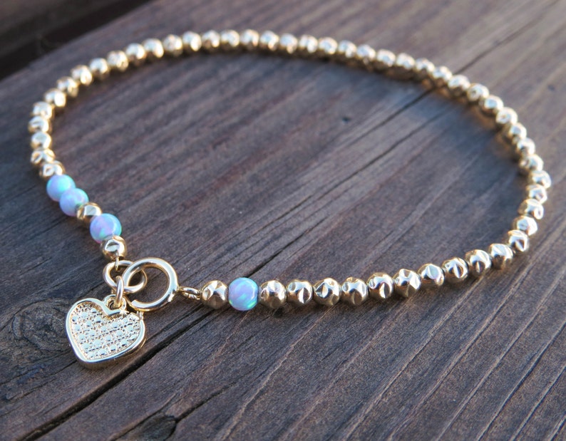 Blue Opal Bracelet Opal Bead Brecelet Opal Gold Bracelet Etsy