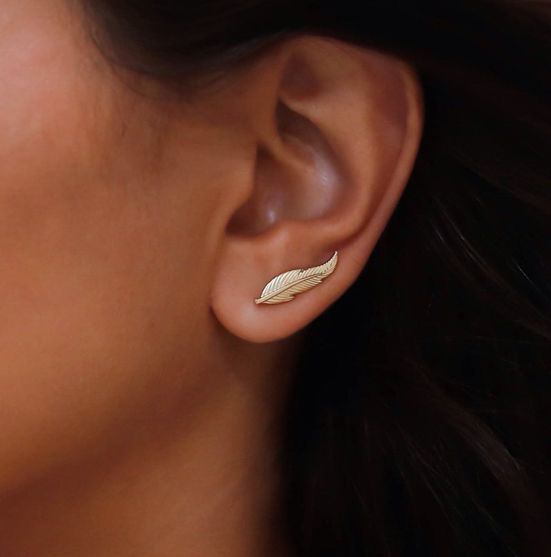 Silver Feather Ear Cuff Silver Ear Climber Silvrt Ear Cuff Etsy