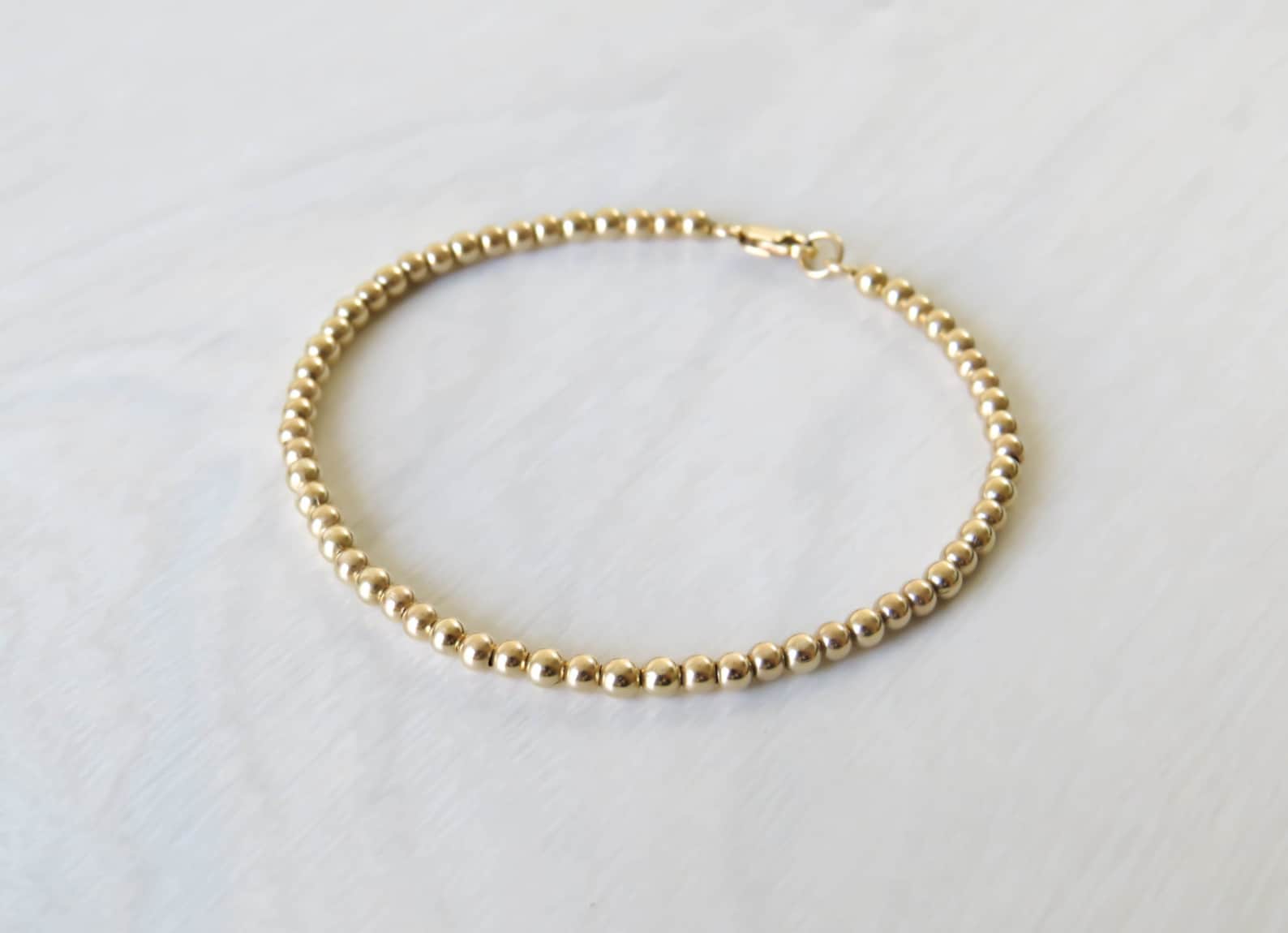 3mm Gold Bar Beaded Bracelet