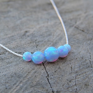 Opal necklace, opal ball necklace, opal silver necklace, opal jewelry, tiny dot necklace, opal bead necklace, dot necklace, blue opal