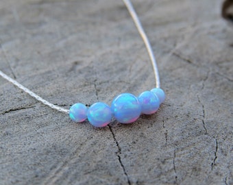 Opal necklace, opal ball necklace, opal silver necklace, opal jewelry, tiny dot necklace, opal bead necklace, dot necklace, blue opal