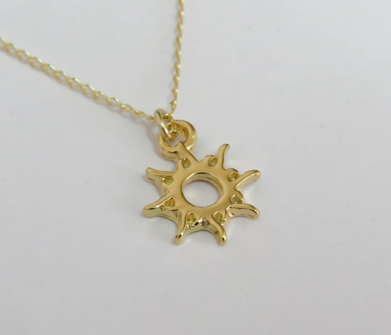 gold sun necklace, gold necklace, sunshine necklace, minimalist necklace, dainty necklace, delicate gold necklace, simple gold necklace image 3