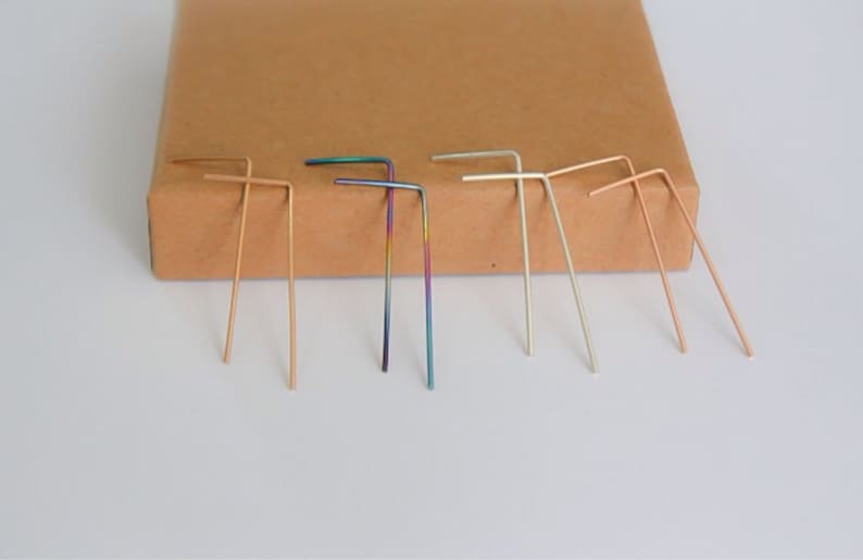 Gold line earrings, gold bar earrings,14K gold filled minimal earrings, line earrings, gold studs, gold bar stud earring image 2