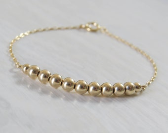 Tiny Gold Bracelet - sierlijke gouden armband, minimale armband, 14k goud gevulde kleine kralen armband, minimale sieraden, sieraden gouden armband