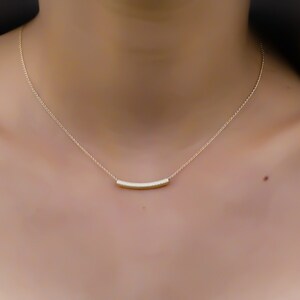 Gold Necklace gold curved bar necklace delicate gold tube necklace bar necklace, Geometric, Modern, Minimal, Simple Necklace