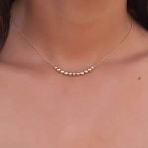 Gold Necklace gold beads necklace gold beaded necklace gold bar necklace, Simple Necklace gold filled necklace delicate necklace