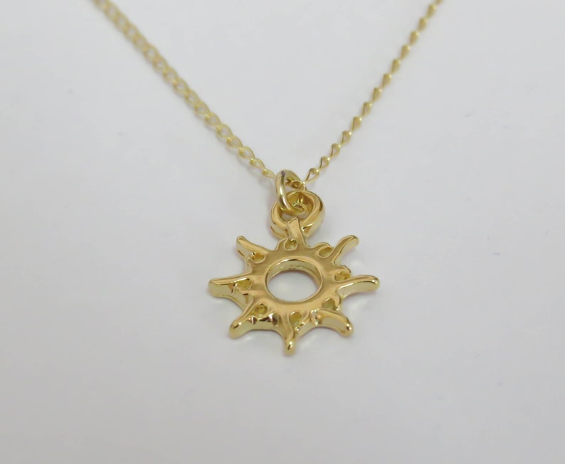 gold sun necklace, gold necklace, sunshine necklace, minimalist necklace, dainty necklace, delicate gold necklace, simple gold necklace image 2