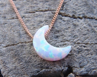 Opalescent Crystal Moon Necklace