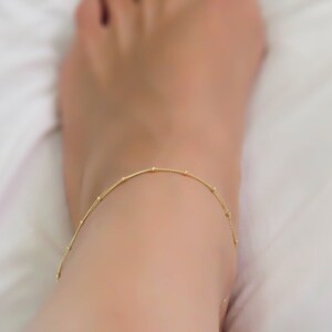 Delicate Gold Anklet - Anklet, ankle bracelet,Satellite,Simple Delicate Anklet,gold ankle bracelet, minimal bracelet