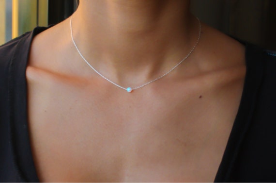 Opal Necklace White Opal Necklace Opal Gold Necklace Opal