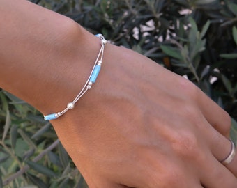 Silver White Blue Pink Opal Women Jewelry Flip Flops Gems Chain Bracelet OS393 