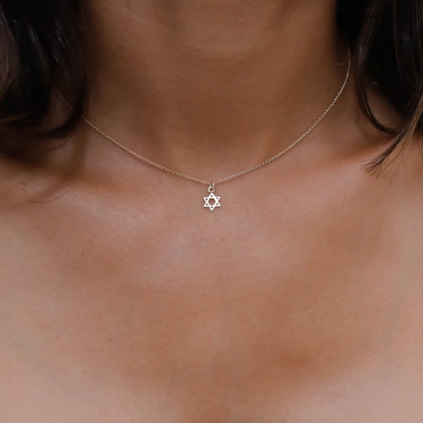 Star of david necklace, Sterling silver Magen David, tiny silver star of david necklace, silver Magen david necklace, evil eye necklace