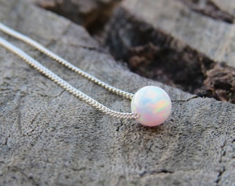 Opal Necklace ,Opal jewelry, White Opal necklace Small Necklace Sterling Silver necklace Dainty Necklace White jewelry opal Necklace