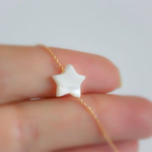 Tiny pearl Star necklace, June Birthstone, star pearl necklace, freshwater pearl necklace, small white star, star gold necklace