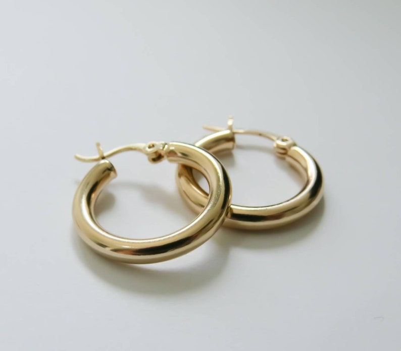 Thick GOLD hoops, High quality gold hoops, 14k gold plated hoops, Gold hoops, Simple Hoop Earrings, tiny gold hoops, gold hoop earrings image 1