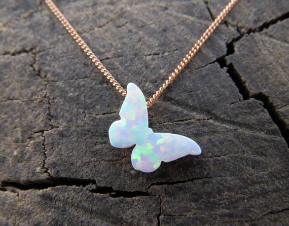 Blue opal butterfly necklace deals