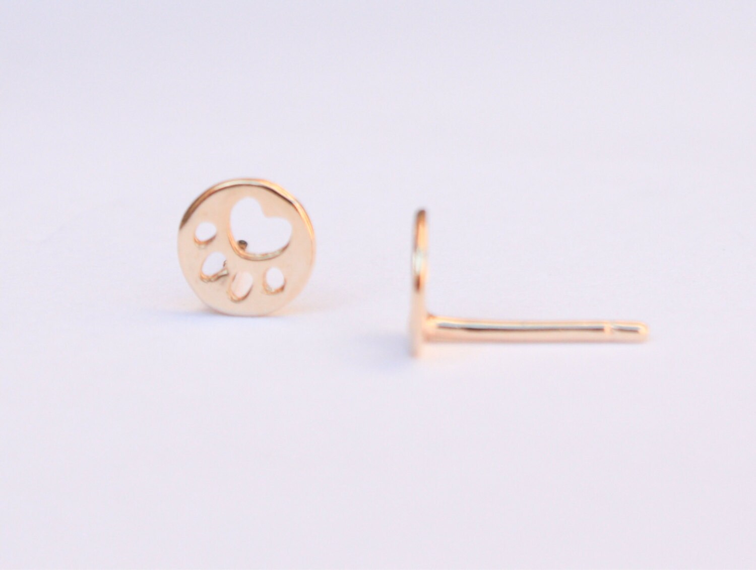14 Karat Gold Plated Petite Paw Print Stud Earrings