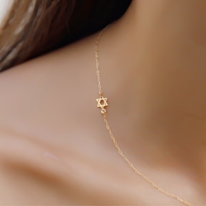 Gold star of david necklace, gold necklace, star of david necklace, sideways star of david, gold star of david necklace, thin delicate