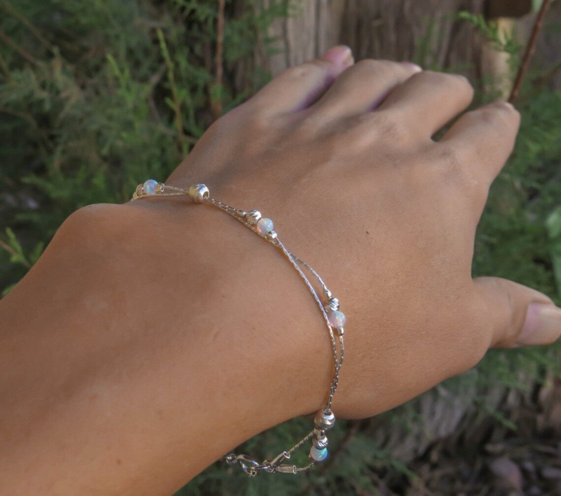 Elegant Golden Bracelet with White Opal main image 0