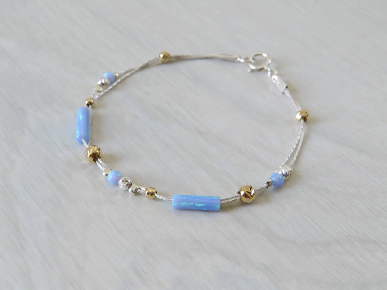 Bahamas Light Blue Shade Opal Gemstone Beaded Bracelet