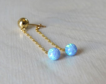 Opal Stud Earrings, classic 4mm gold Studs, blue Opal, gold minimal earrings, Statement earrings, October Birthstone, opal jewelry