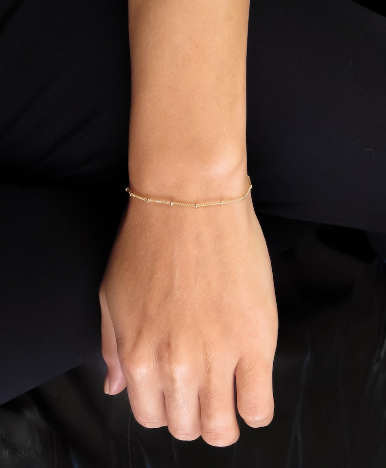 Thin Delicate Gold Bracelet Gold Filled Satellite Bracelet Etsy