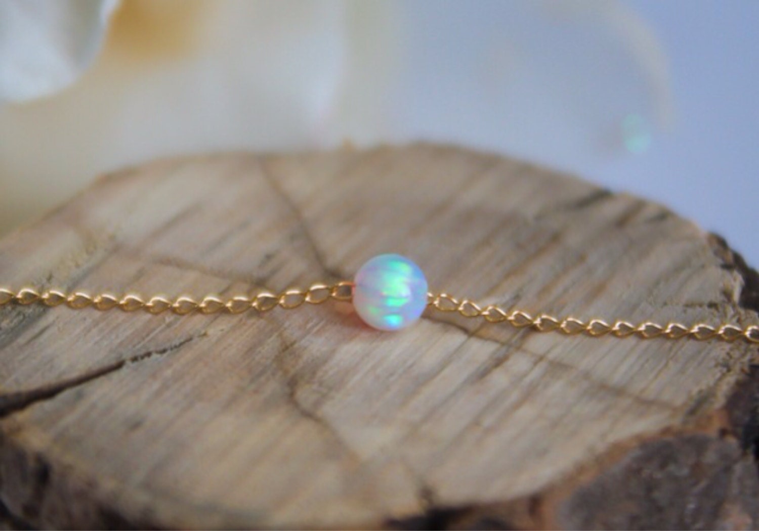 Opal Necklace White Opal Necklace Opal Gold Necklace Opal - Etsy