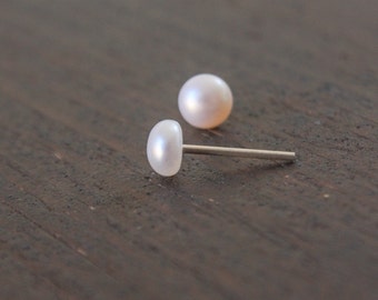 Pearl Studs, classic 4mm sterling silver Studs, white pearl stud earrings, white freshwater pearl earrings, june birthstone, pearl jewelry