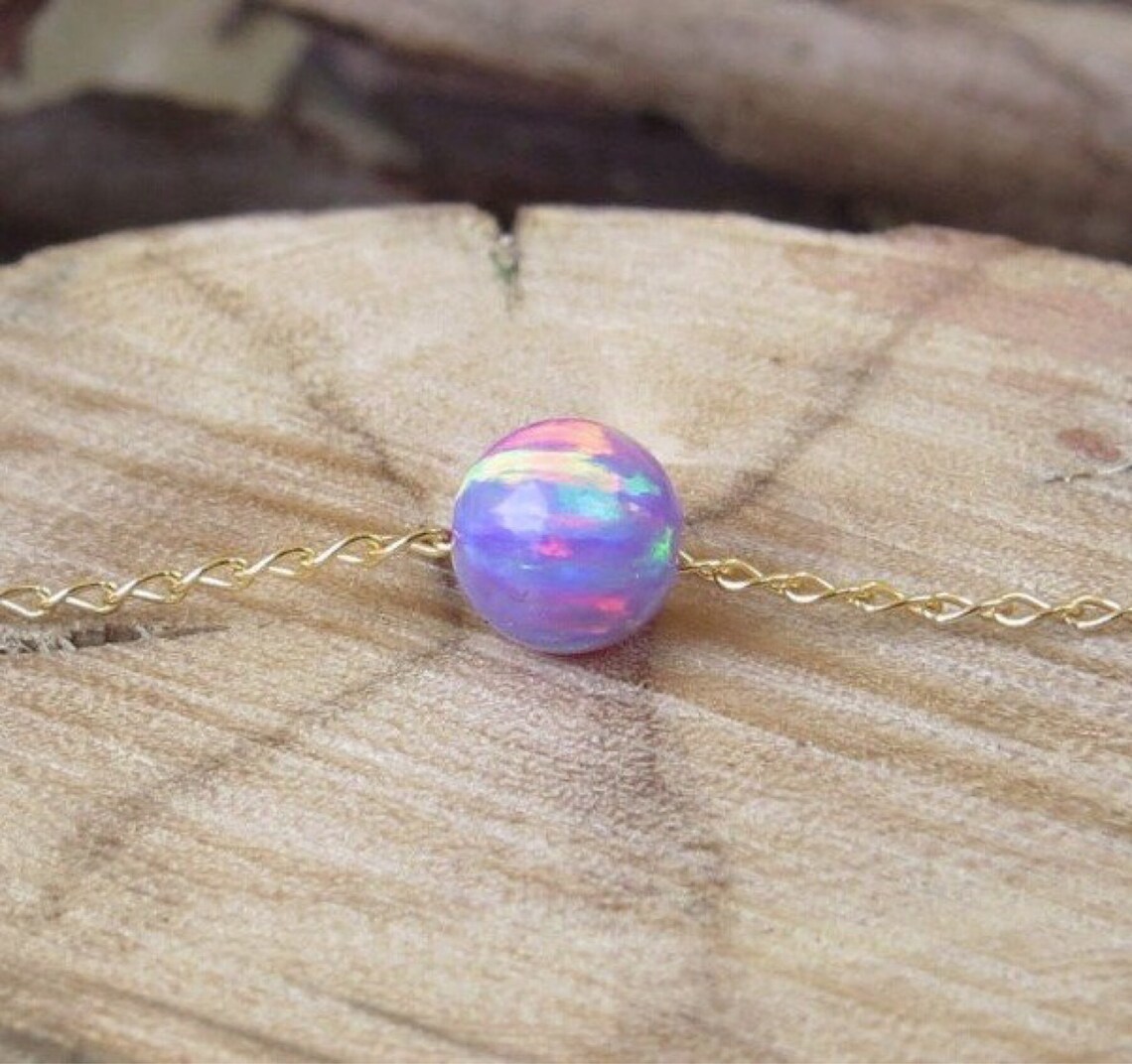 Opal Necklace Opal Ball Necklace Opal Gold Necklace Opal Etsy