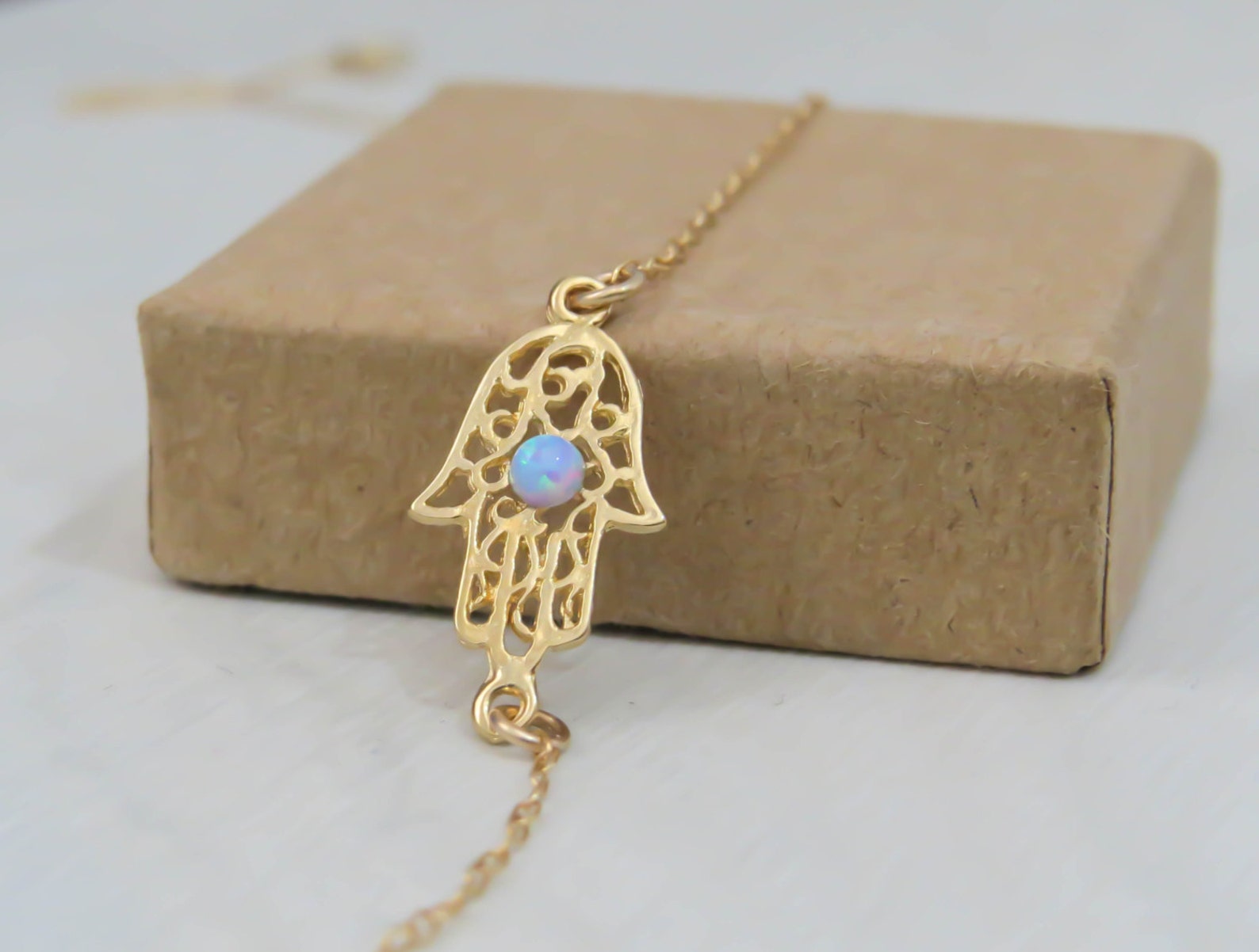 Opal Hamsa Necklace Gold Hamsa Necklace Gold Hand Necklace Etsy