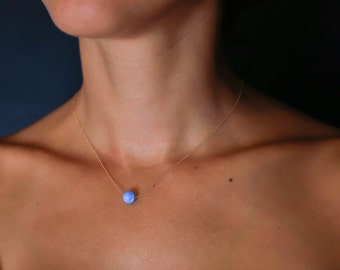 Opal necklace, Opal jewelry, large opal ball necklace, opal gold necklace, 14K gold filled dot necklace, opal bead necklace