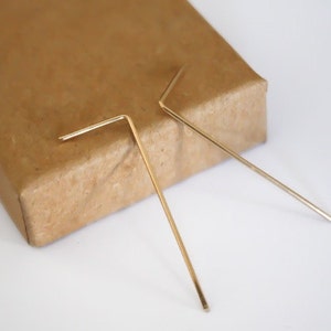 Gold line earrings, gold bar earrings,14K gold filled minimal earrings, line earrings, gold studs, gold bar stud earring image 4