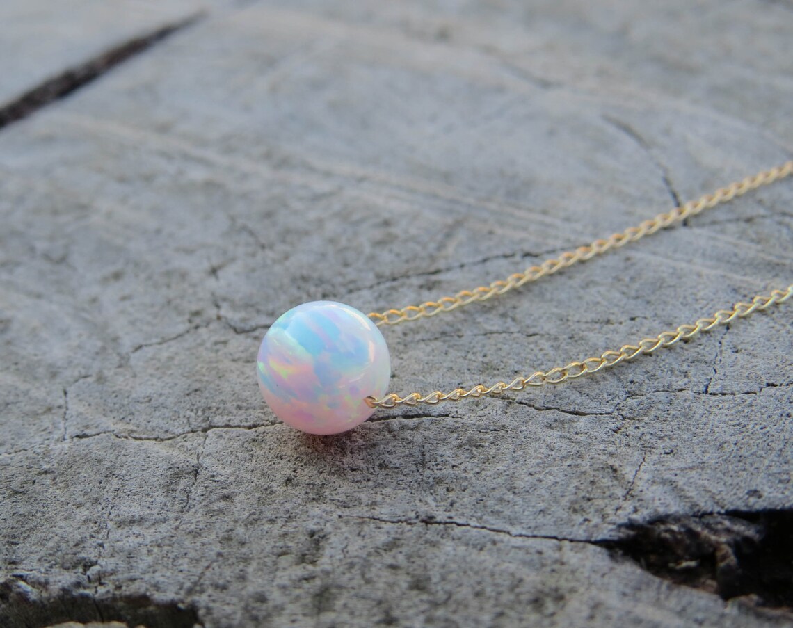 Opal necklace Opal jewelry large opal ball necklace opal Etsy