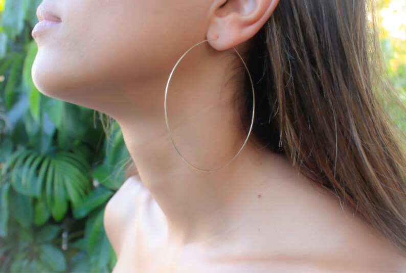 Extra Large Thin Gold Hoops 3 Inch Thin Gold Hoops Simple Etsy