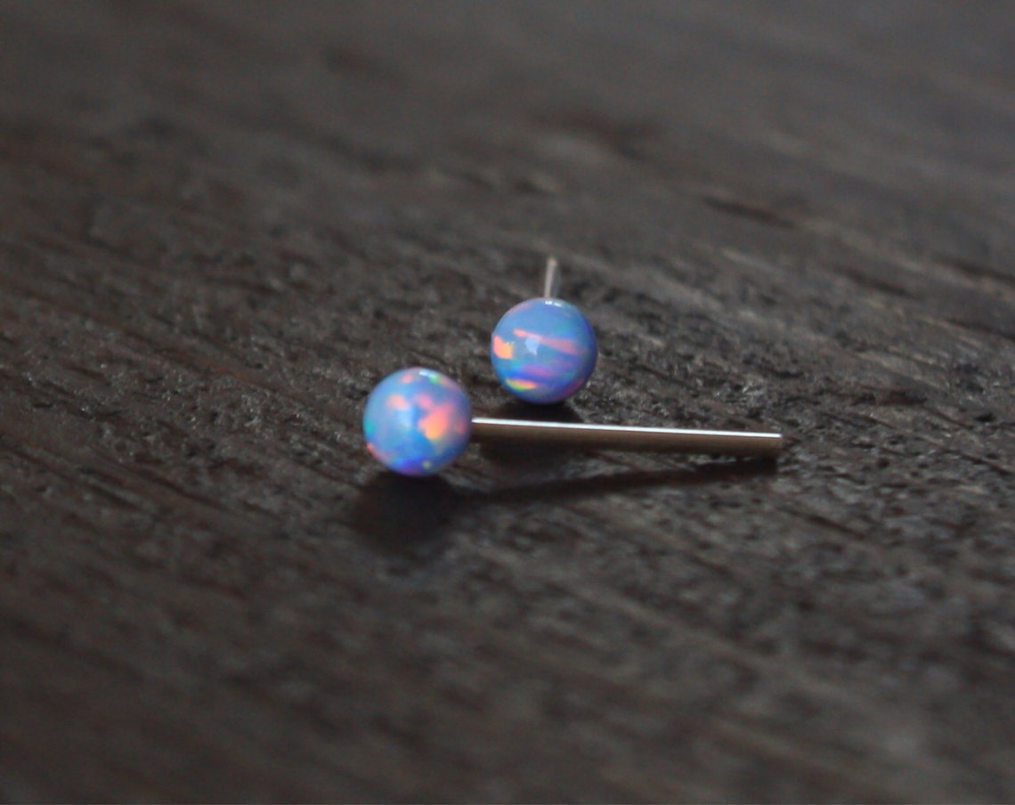 Opal Studs Classic 3mm 14k Gold Filled Studs Blue Opal Ball Etsy